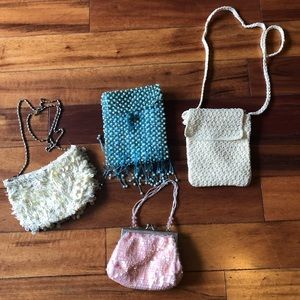 4 Vintage Evening Bags with beads and sequins- gently used
